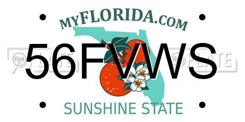 56FVWS Florida License Plate