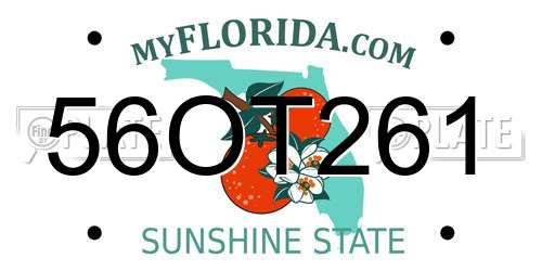 56OT261 Florida License Plate