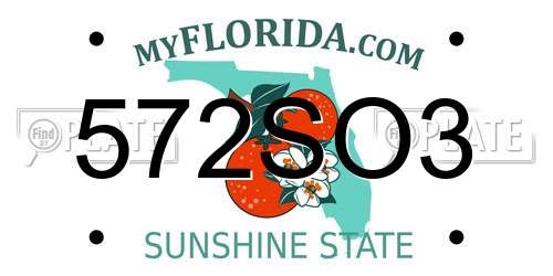 572SO3 Florida License Plate