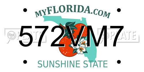 572VM7 Florida License Plate