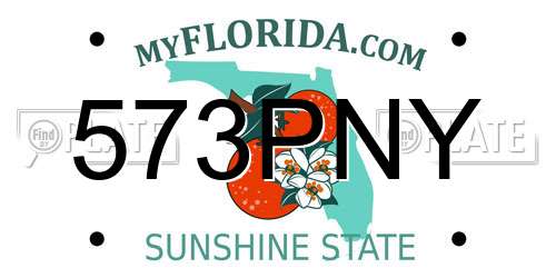 573PNY Florida License Plate