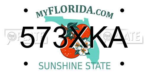 573XKA Florida License Plate