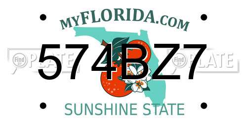 574BZ7 Florida License Plate