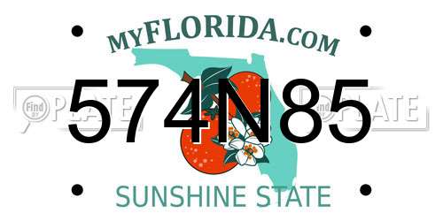 574N85 Florida License Plate