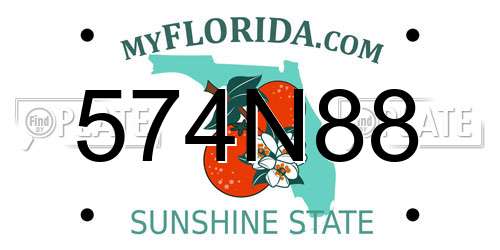 574N88 Florida License Plate
