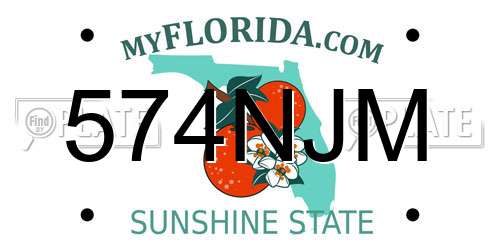 574NJM Florida License Plate