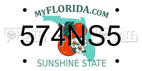 574NS5 Florida License Plate