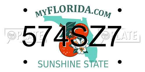 574SZ7 Florida License Plate