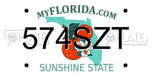 574SZT Florida License Plate