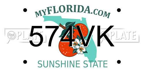 574VK Florida License Plate