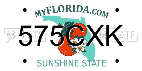 575CXK Florida License Plate