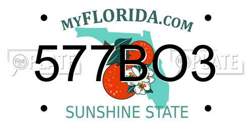 577BO3 Florida License Plate