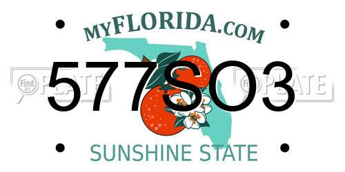 577SO3 Florida License Plate