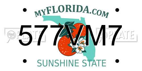 577VM7 Florida License Plate