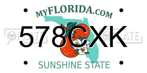 578CXK Florida License Plate
