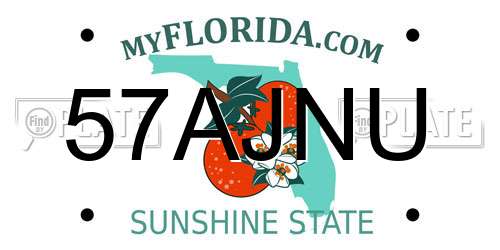 57AJNU Florida License Plate