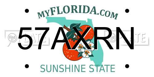 57AXRN Florida License Plate