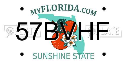 57BVHF Florida License Plate