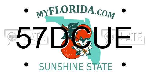 57DCUE Florida License Plate