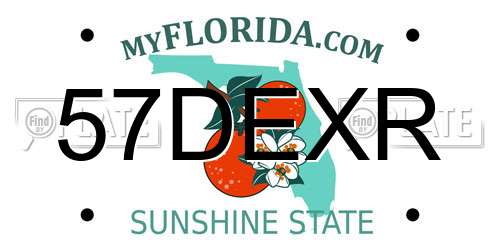 57DEXR Florida License Plate