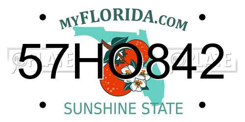 57HO842 Florida License Plate