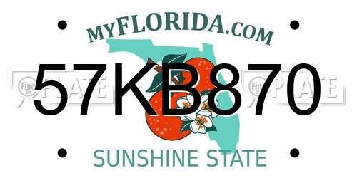 57KB870 Florida License Plate