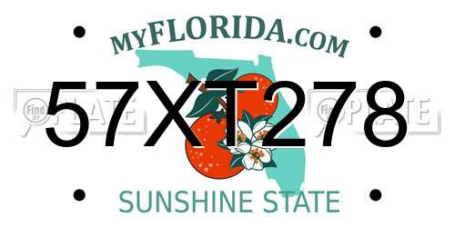 57XT278 Florida License Plate