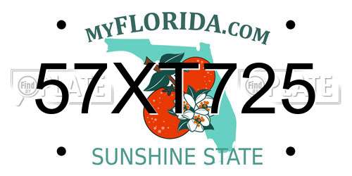 57XT725 Florida License Plate