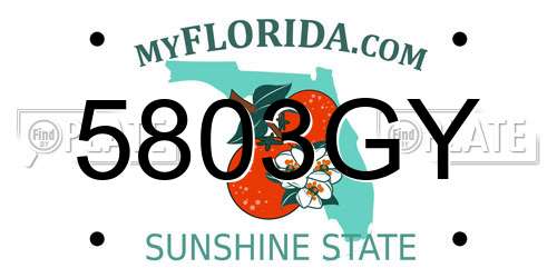 5803GY Florida License Plate