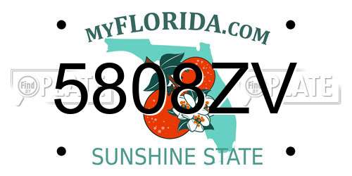 5808ZV Florida License Plate