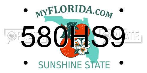 580HS9 Florida License Plate