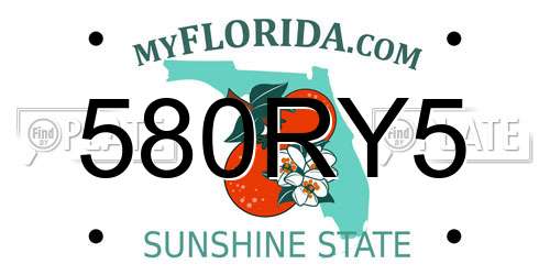 580RY5 Florida License Plate