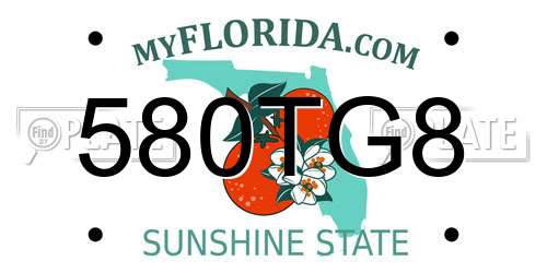 580TG8 Florida License Plate