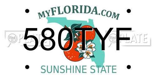 580TYF Florida License Plate