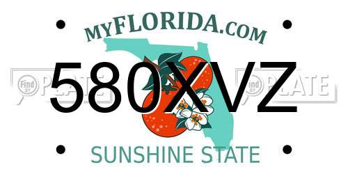 580XVZ Florida License Plate