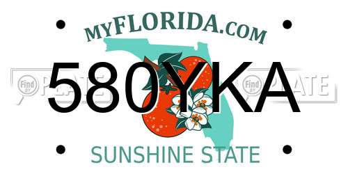 580YKA Florida License Plate