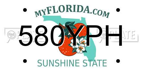 580YPH Florida License Plate
