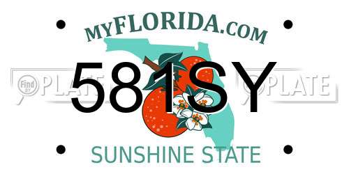 581SY Florida License Plate