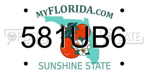 581UB6 Florida License Plate