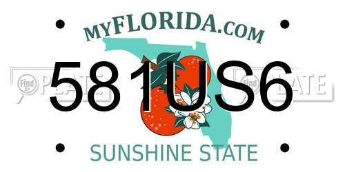 581US6 Florida License Plate