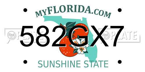 582GX7 Florida License Plate
