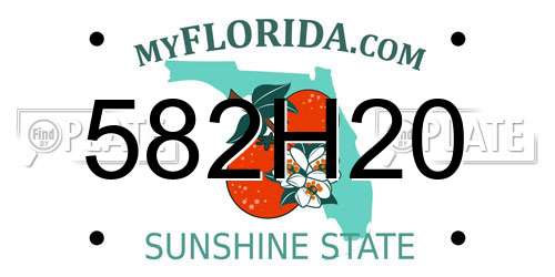 582H20 Florida License Plate