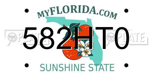 582HT0 Florida License Plate
