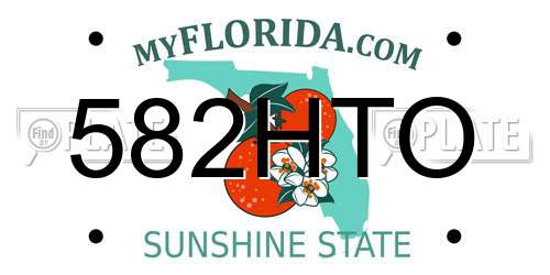 582HTO Florida License Plate