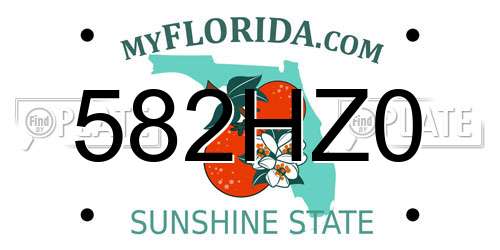 582HZ0 Florida License Plate
