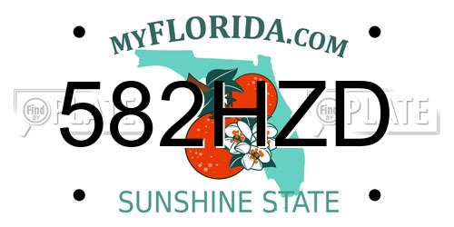 582HZD Florida License Plate