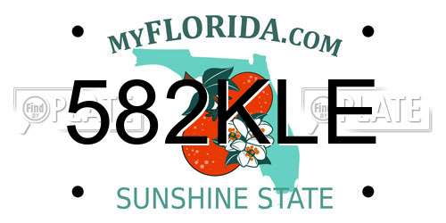 582KLE Florida License Plate