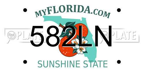 582LN Florida License Plate