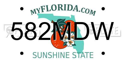582MDW Florida License Plate