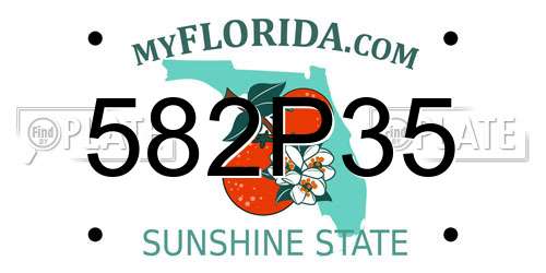 582P35 Florida License Plate